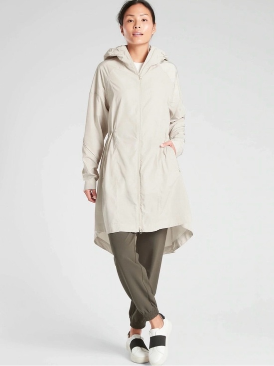 Athleta Jackets & Blazers - Athleta Womens Solar Wind & Rain Anorak Jacket Sz Medium Oatmeal Hooded